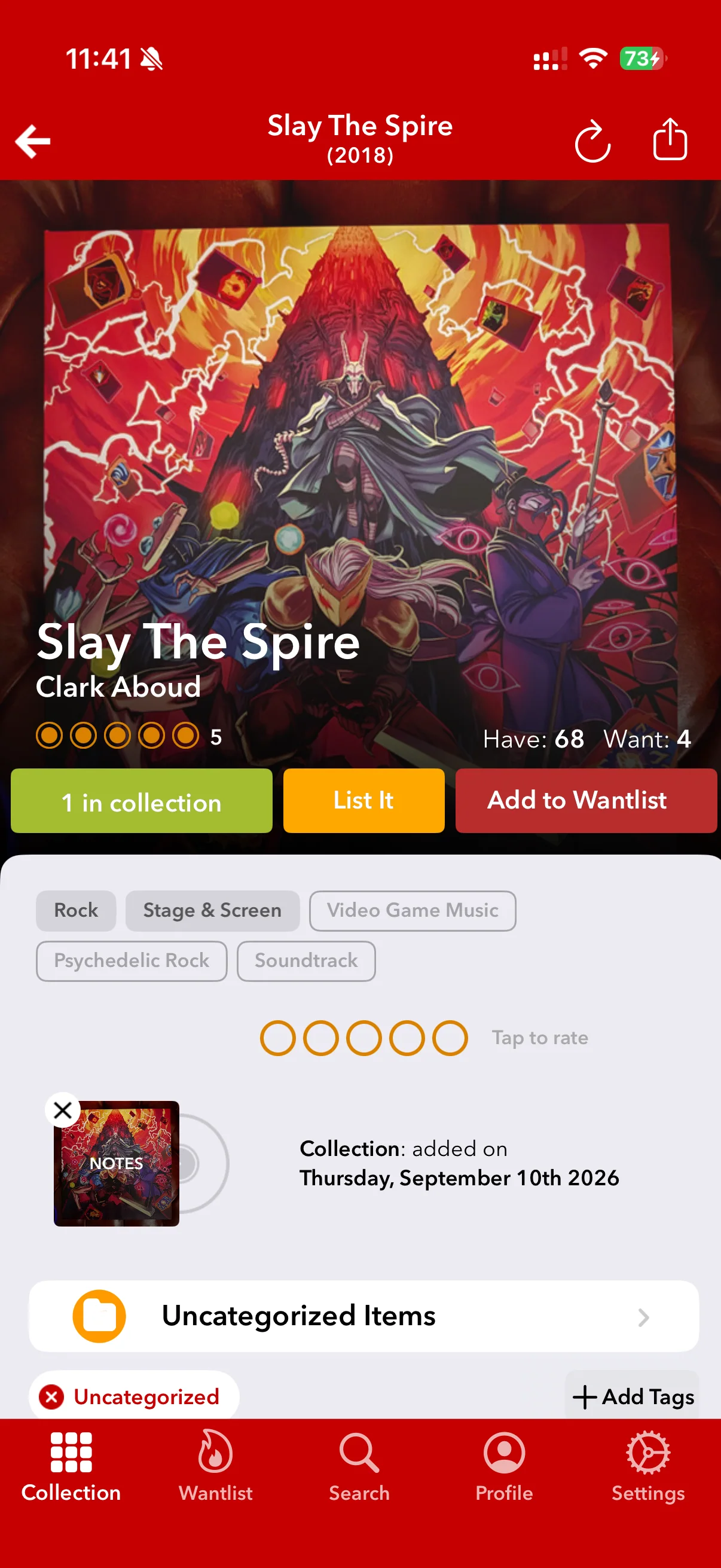 Slay the Spire release detail with collection controls