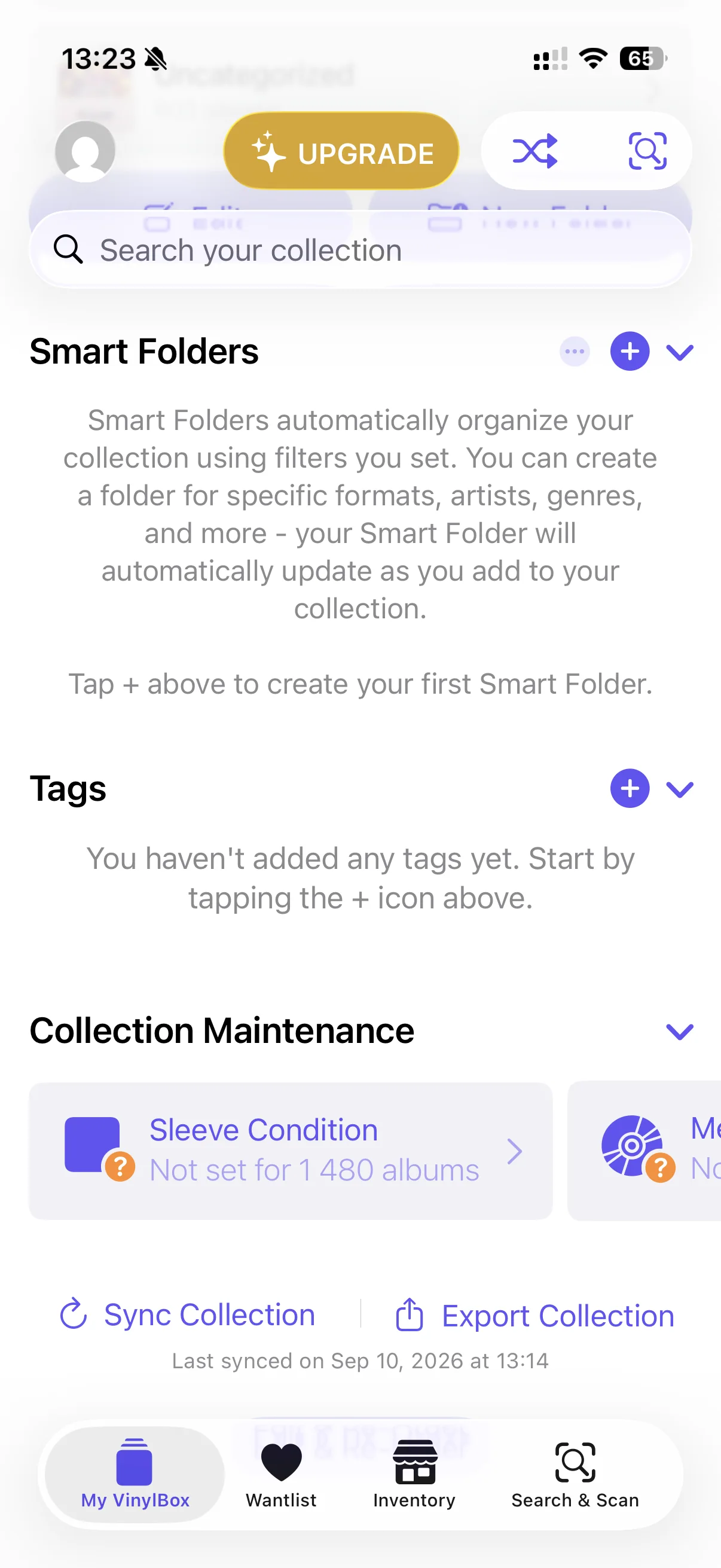 Smart folders, tags and collection maintenance