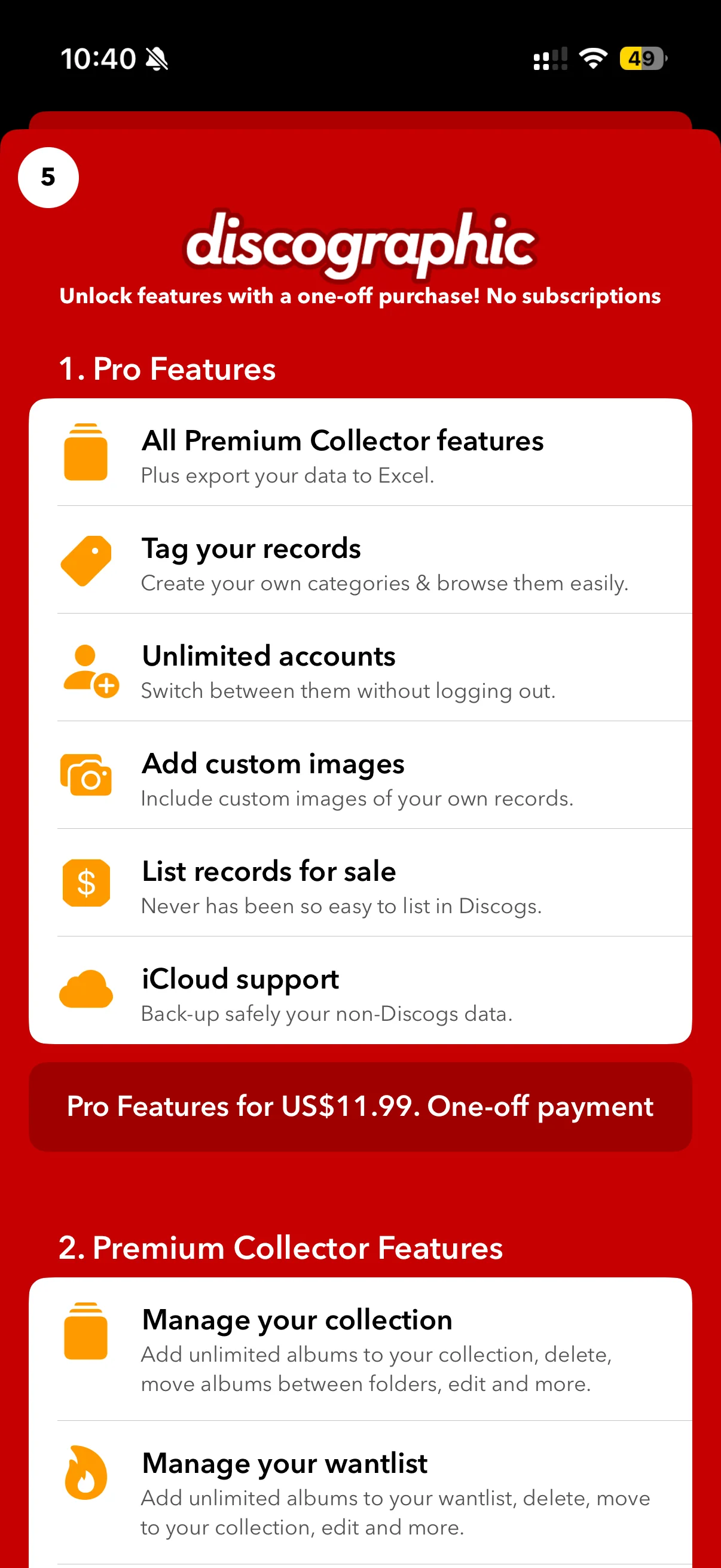 Pro features and one-off price of US$11.99