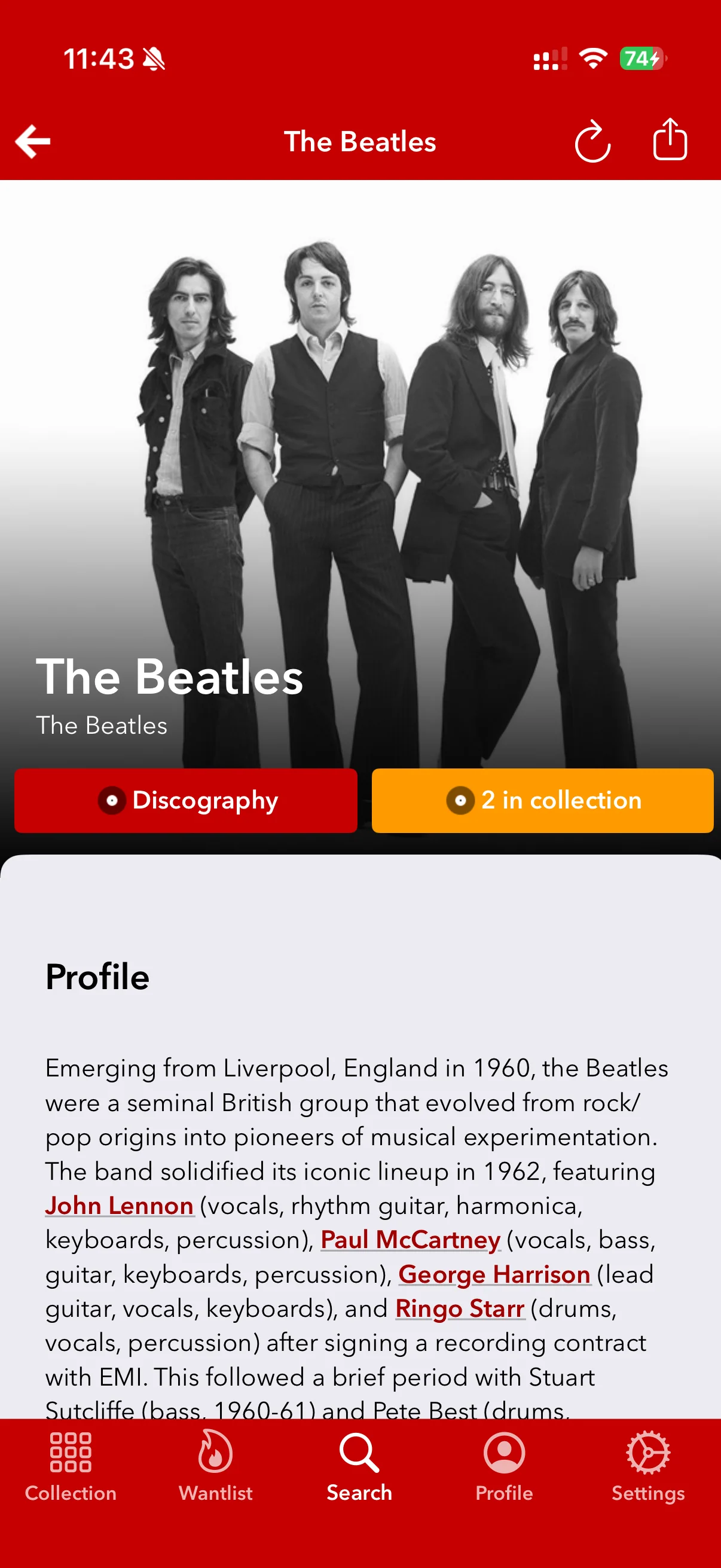 Beatles artist profile